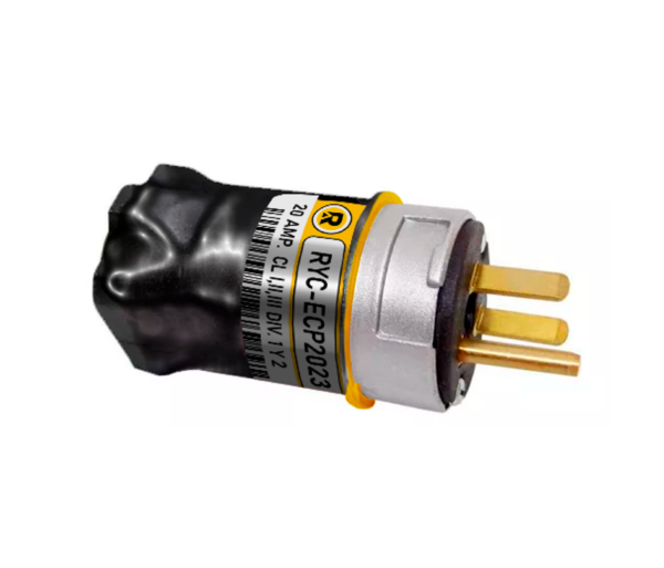 Clavija ECP de 20 Amperes, con recubrimiento exterior de PVC e interior con uretano amarillo, marca REPSA Yellow Coat®.