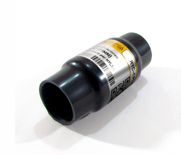 Cople para tubería conduit con recubrimiento exterior de PVC e interior con uretano amarillo marca REPSA Yellow Coat®.