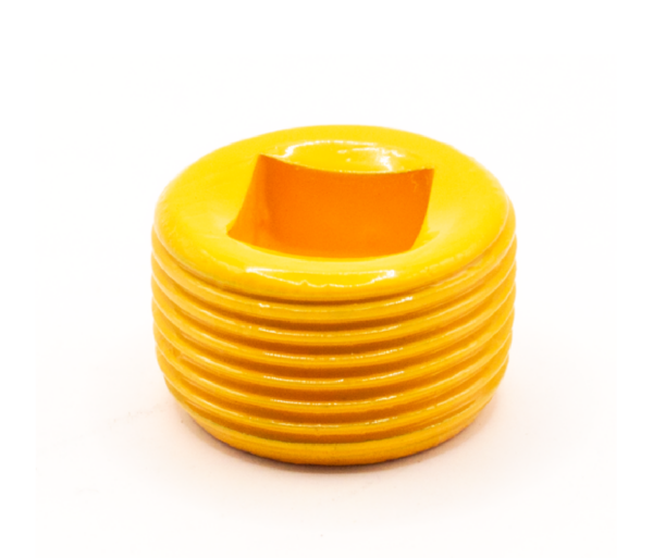 Tapón tipo PLG con recubrimiento de uretano amarillo, marca REPSA Yellow Coat®.
