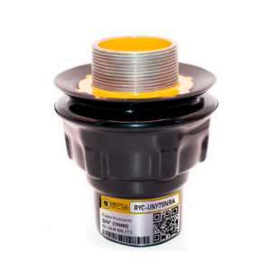 Tuerca unión con recubrimiento exterior de PVC e interior con uretano amarillo, marca REPSA Yellow Coat®.